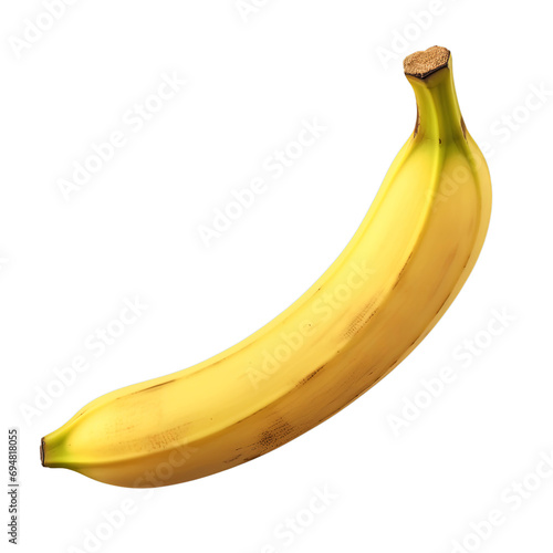 Single yellow fresh banana isolated on transparent background PNG