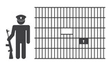 jail cage and police officer