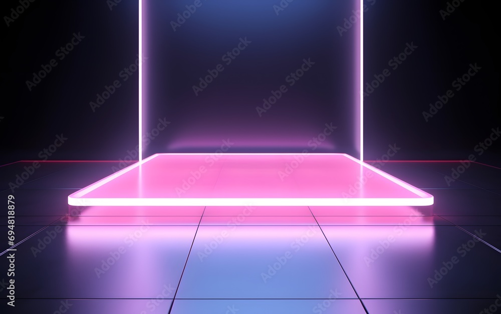 Obraz premium futuristic gaming esports pink neon glass display room