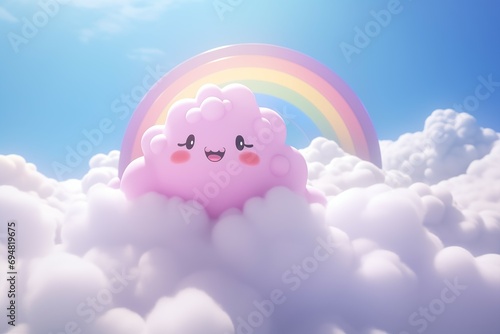 Whimsical Rainbow Sky. Generative AI illustration