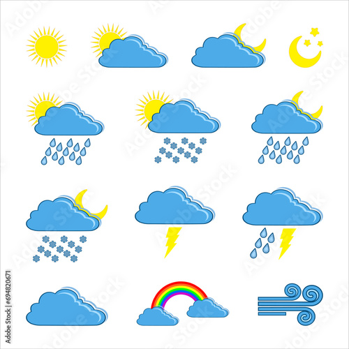 Wallpaper Mural Set of weather icons on a white background. Vector illustration. Torontodigital.ca