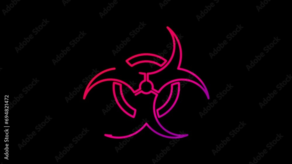 Biohazard danger alert and virus warning line symbol loopable background. Cyber technology abstract concept icon seamless and loop simple animation. Biohazard danger alert and virus warning line symbol loopable background. Cyber technology abstract concept icon seamless and loop simple animation.