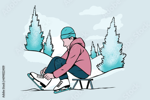 skating illustration for winter theme (ID: 694822409)