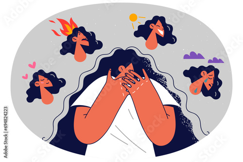 Stressed woman suffer from mood swings