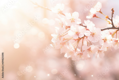 Cherry blossoms blooming in spring, spring background © lc design