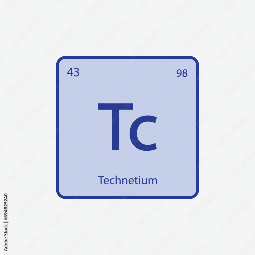 Technetium periodic table icon vector flat style Technetium periodic table icon vector flat style