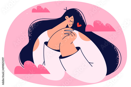 Smiling woman dreaming of love