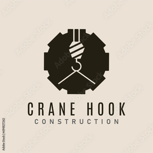 crane hook modern technology vintage logo icon and symbol mechanical vector illustration design