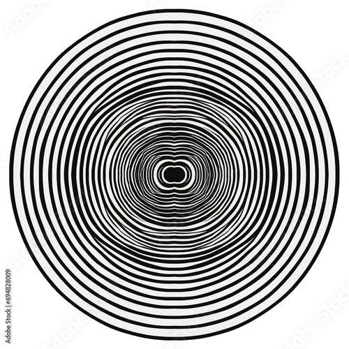 Black and white circle vector, spiral symbol design with transparent background