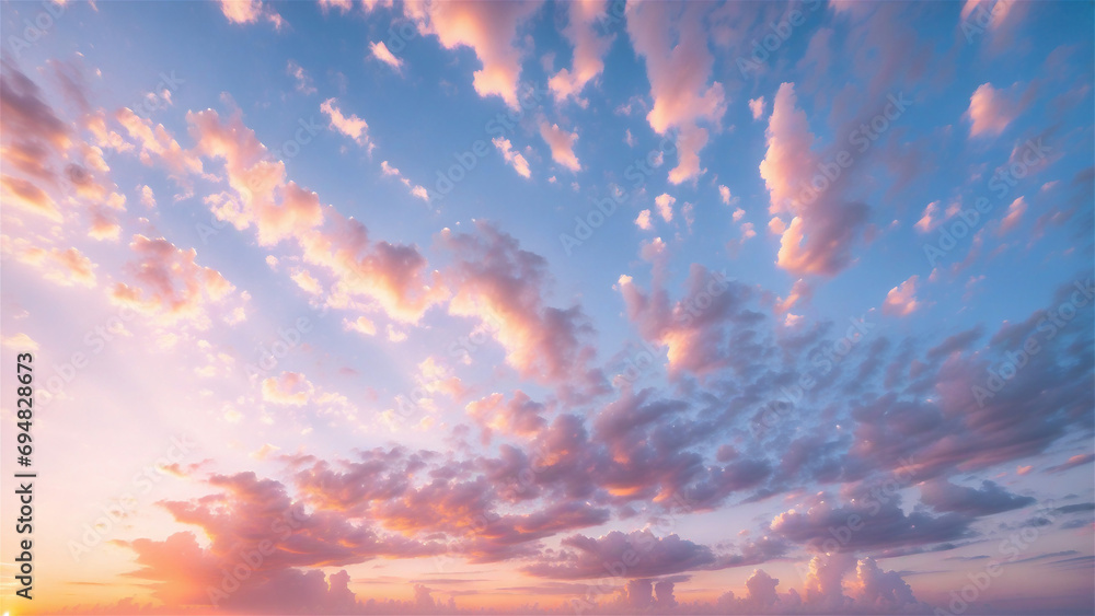 Sky at Sunset and Sunrise with Vibrant Clouds, Celestial Beauty - obrazy, fototapety, plakaty 