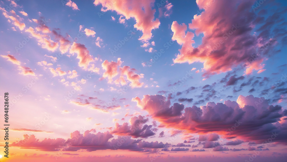 Sky at Sunset and Sunrise with Vibrant Clouds, Celestial Beauty
