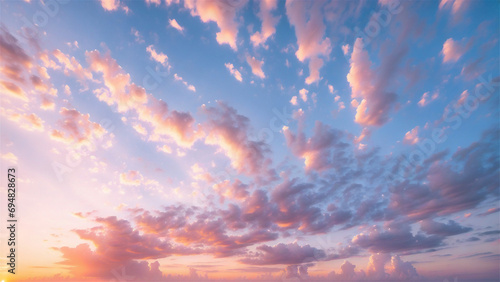 Sky at Sunset and Sunrise with Vibrant Clouds, Celestial Beauty