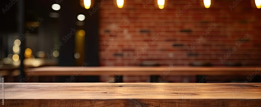 Rustic wooden table. Image features empty wooden table in charming and cozy interior making versatile and inviting backdrop. Warm and earthy tones of wood create rustic and timeless aesthetic Rustic wooden table. Image features empty wooden table in charming and cozy interior making versatile and inviting backdrop. Warm and earthy tones of wood create rustic and timeless aesthetic