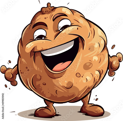 cartoon potato character in kawaii style. vector illustration