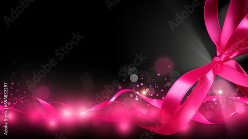 Valentines Day background with a glossy pink ribbon,Abstract technology space background, vector illustration,Beautiful purple lights abstract background