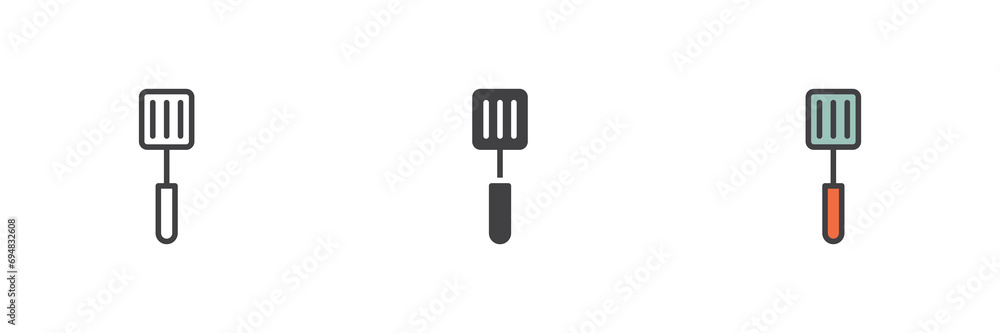 Kitchen spatula different style icon set Kitchen spatula different style icon set