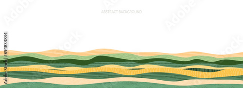 Abstract agriculture field or farm card banner background. Vineyard valley pattern, countryside landscape, eco horizontal panorama template. Nature backdrop, organic green webpage header layout design