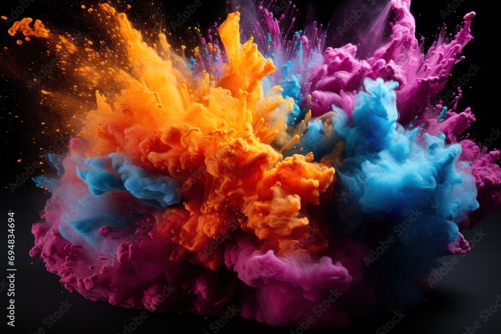 Vibrant explosiveness frozen burst of holi colors, holi festival images hd