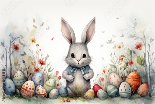 Hand-drawn Easter bunny, whimsical and endearing, great for cards