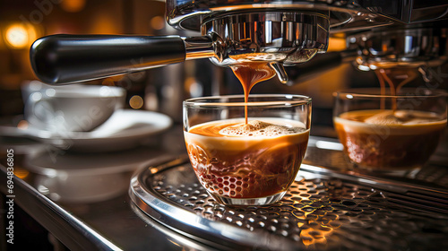 Modern sleek espresso coffee machine photo