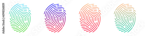 Set of vector fingerprints of different types. Personal identification. Fingerprints of different colors on an isolated background. Stock illustration EPS 10 photo