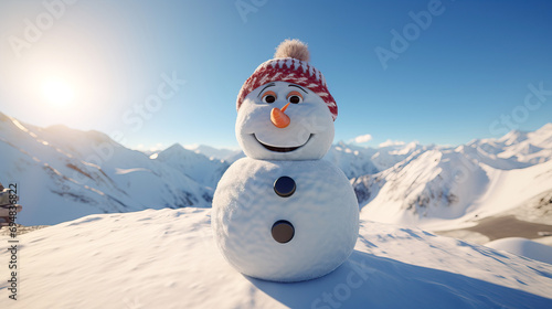 Snow man in a snowy winter ...