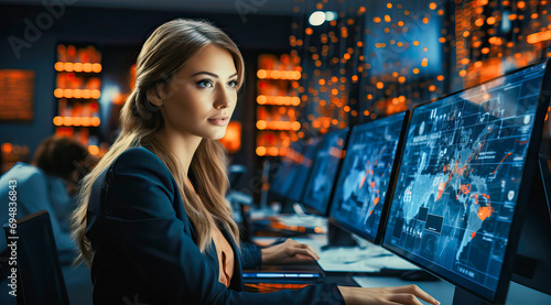 Woman in a technological wo...