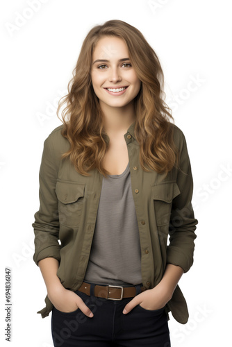 smiling young woman in casu...