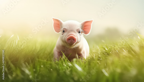 Little piglet in free range on an eco farm © terra.incognita