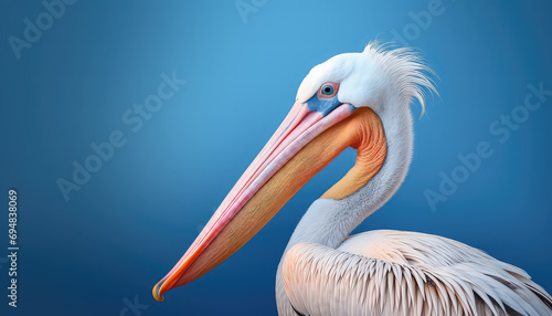A pelican with a long beak on the water