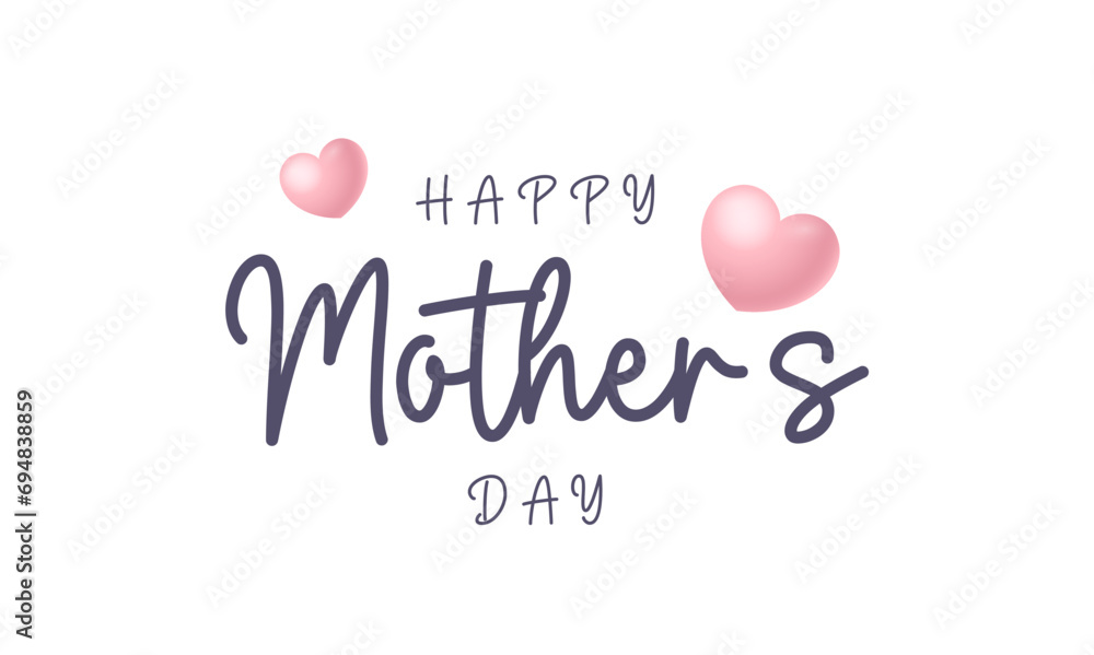 Happy Mother's Day hand lettering. Continuous line drawing text design. Vector illustration