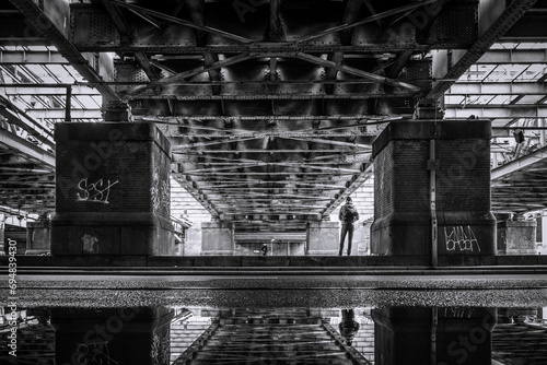 Oosterdokse Spoorbrug next to Amsterdam Central Station photo