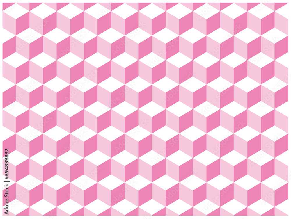 幾何学模様・立方体・ピンク