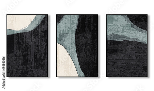 Set of three abstract geometric art paintings collection posters for wall decoration, wallpaper, posters, cards, murals, carpets, hanging paintings, prints