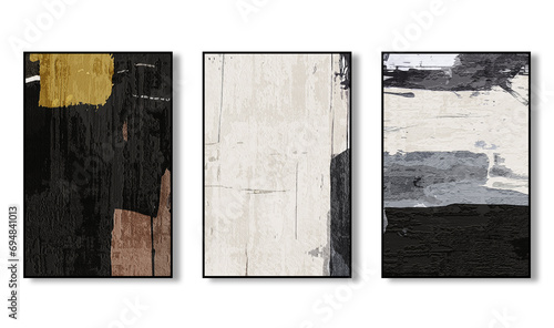 Set of three abstract geometric art paintings collection posters for wall decoration, wallpaper, posters, cards, murals, carpets, hanging paintings, prints