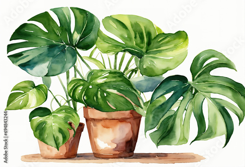 Monstera plant in pot, Home interior decor element
