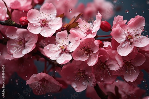 Cherry blossoms falling as nature rain, spring photography