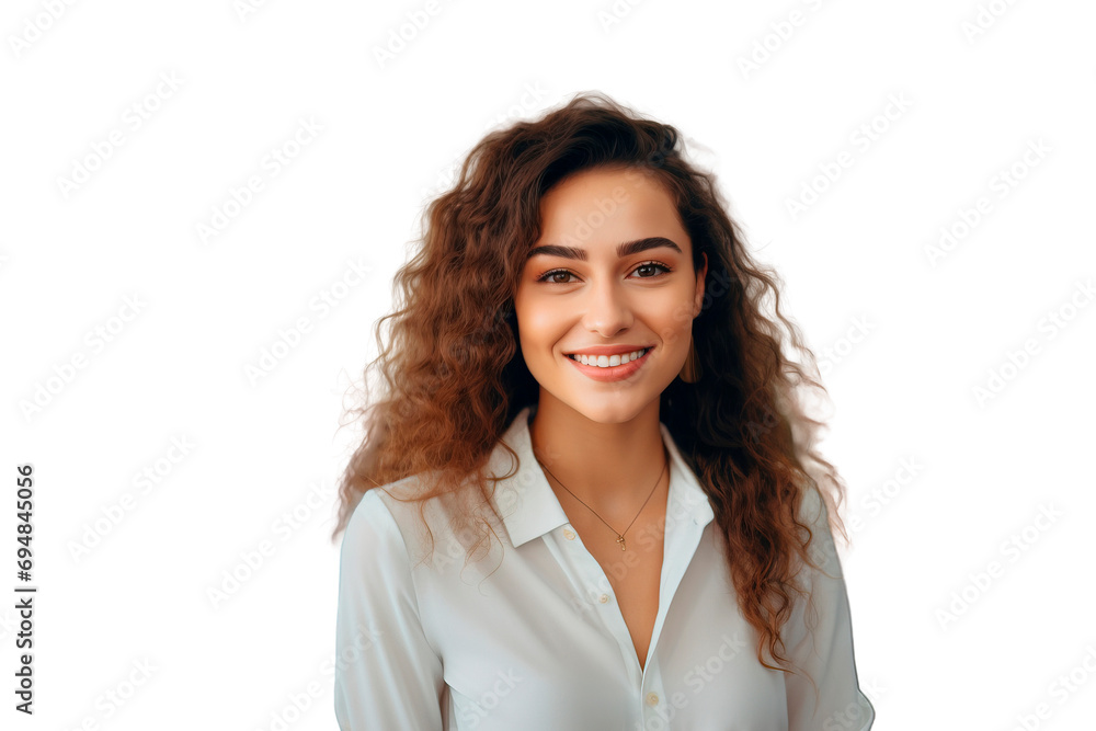 Portrait of a smiling woman in a shirt, an employee working in an office workplace, an entrepreneur at a workplace in a company. Transparent background. Portrait of a smiling woman in a shirt, an employee working in an office workplace, an entrepreneur at a workplace in a company. Transparent background.