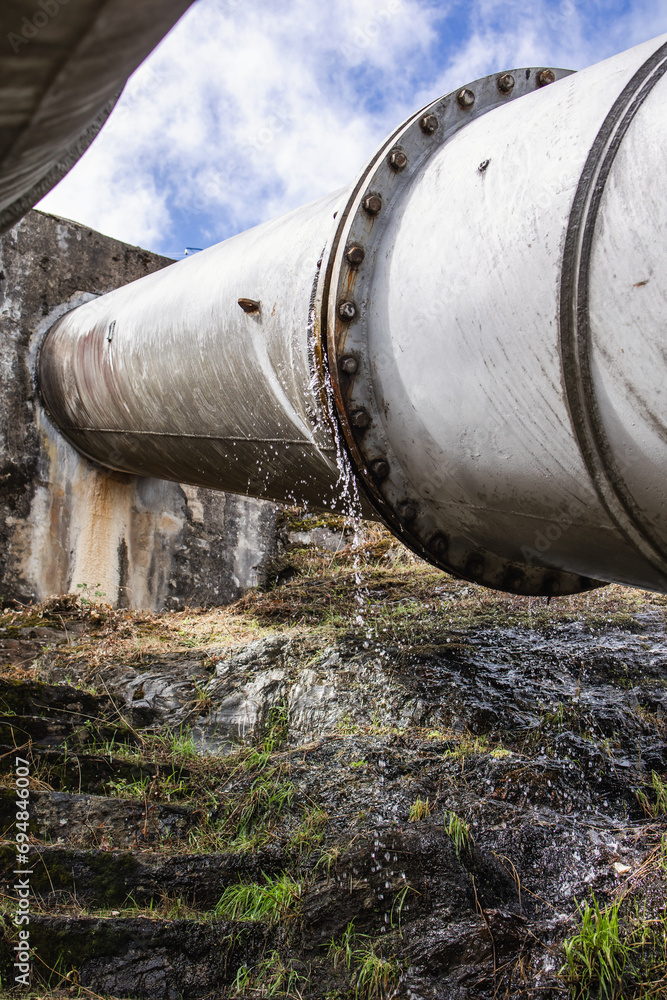 Water leaking from huge old pipeline Water leaking from huge old pipeline