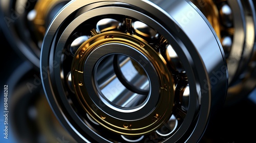 A close-up of a ball bearing in motion within a mechanical assembly,[mechanical engineering] photo