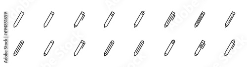 Pen icon set. Pencil line icon. Edit symbol. Pen marker in line. Pencil icon set. Editable stroke. Vector illustration.