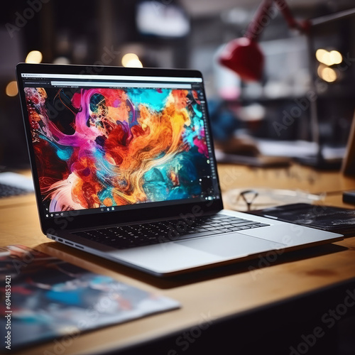 Creative Precision: Close-Up of a Graphic Designer's Craft on Computer Laptop