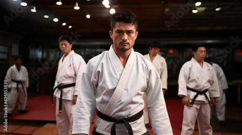 Men In Karate Gi Uniform Standing in a Sports Hall