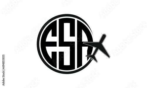 ESA three initial letter circle tour & travel agency logo design vector template. hajj umrah agency, abstract, wordmark, business, monogram, minimalist, brand, company, flat, tourism agency, tourist