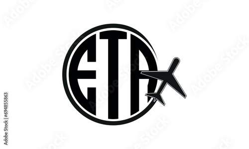 ETA three initial letter circle tour & travel agency logo design vector template. hajj umrah agency, abstract, wordmark, business, monogram, minimalist, brand, company, flat, tourism agency, tourist