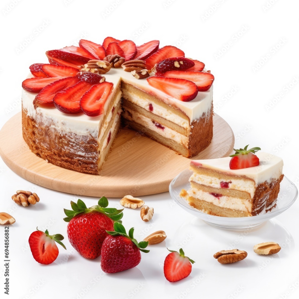 Sliced Cake w Strawberries Sliced Cake w Strawberries