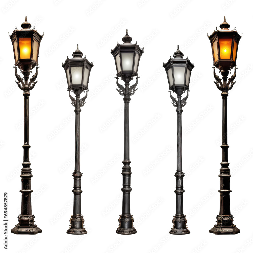 metal streetlight old lantern romantic illumination Transparent Background PNG