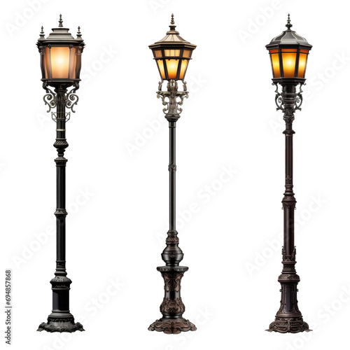 metal streetlight old lantern romantic illumination Transparent Background photo