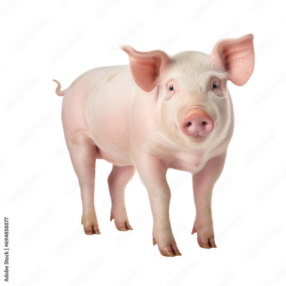 Pig isolated on white. Generative ai Pig isolated on white. Generative ai