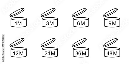 Period after open icons set. PAO symbols. Vector illustration